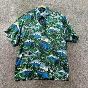 Hawaii Silkway Hawaiian Camp Shirt Men L 100% Silk Tropical Cruise Beach‎ Resort